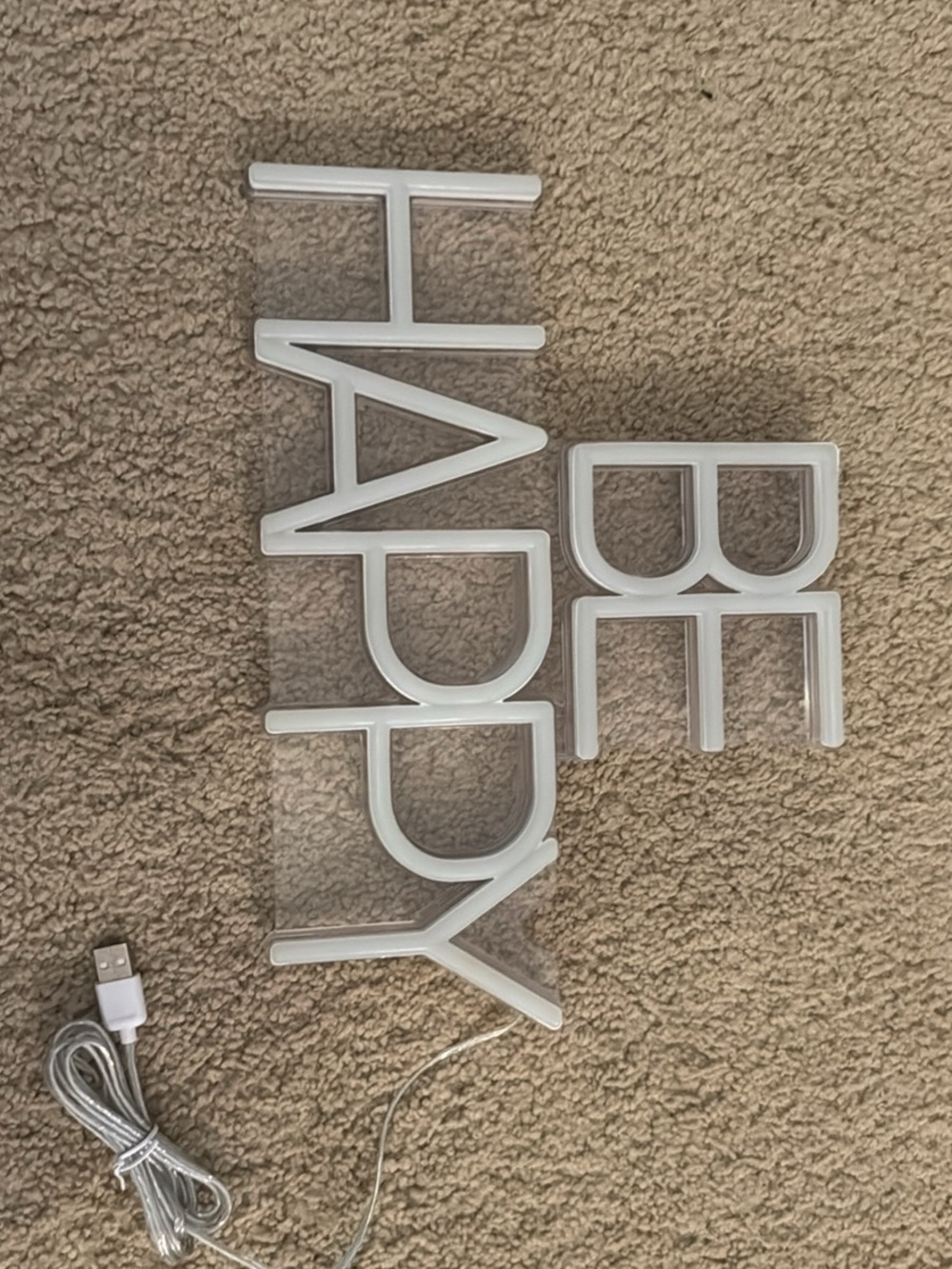 BE HAPPY White LED Neon Sign - Picture 2 of 3
